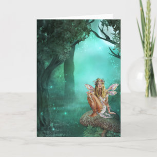 Fairy Sitting on a Mushroom Patch Card Kaart