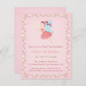Fairy Spring Girls Rose Anniversaire Invitations (Devant / Derrière)