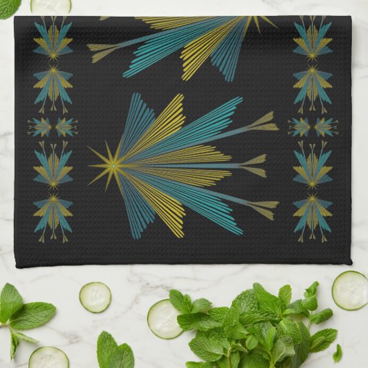 Fairy Stars Black Kitchen Towel Theedoek (Gevouwen)