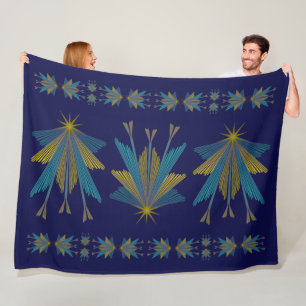 Fairy Stars Large Navy Fleece Blanket Deken