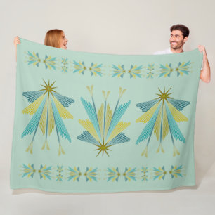 Fairy Stars Large Pistachio Fleece Blanket Deken