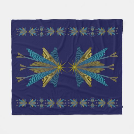 Fairy Stars Medium Navy Fleece Blanket (Voorkant (Horizontaal))