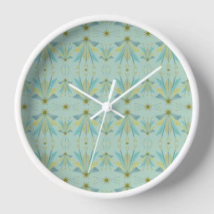 Fairy Stars Pistachio Bois encadré Horloge