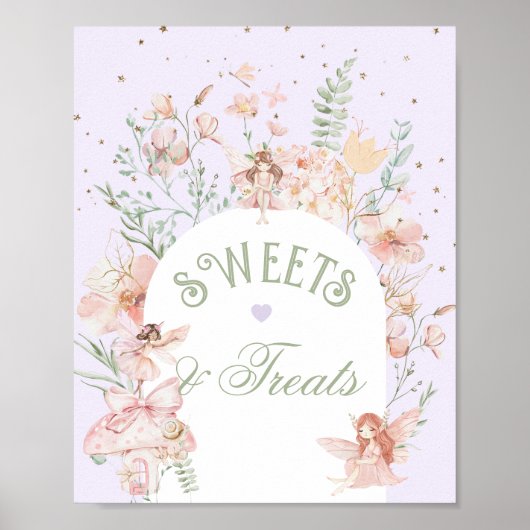 Fairy Sweets and treats Whimsical Purple Birthday Poster (Voorkant)