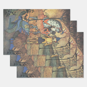  Fairy Tale, A Brave Knight and Dragon Inpakpapier Vel