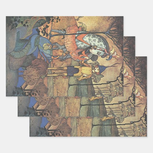  Fairy Tale, A Brave Knight and Dragon Inpakpapier Vel (Set)