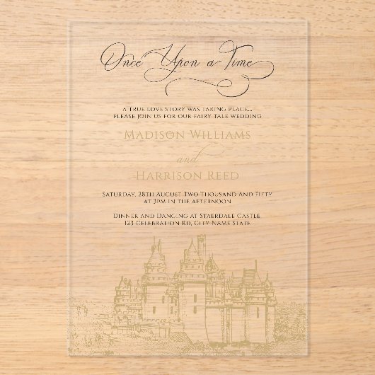 Fairy Tale Acryl Huwelijksuitnodiging Acryl Uitnodigingen (Voorkant)