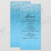 Fairy Tale Blue Glitter Sweet 16 Glam Party Menu (Voorkant / Achterkant)