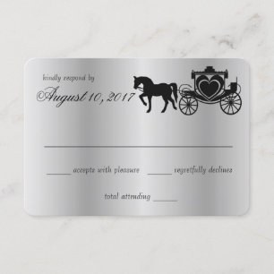Fairy Tale Carriage Peacock Silver Response RSVP Kaartje
