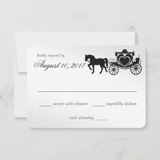 Fairy Tale Carriage Silver Response RSVP Kaartje (Voorkant)