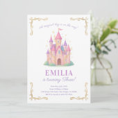 Fairy Tale Castle Birthday Party Invitation Kaart (Staand voorkant)