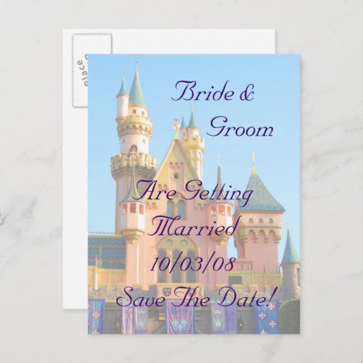 Fairy Tale Castle Save The Date Kaart (Voorkant / Achterkant)