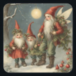 Fairy Tale Christmas Gnome Family in Winter Forest<br><div class="desc">Illustration du conte de fées de Noël</div>
