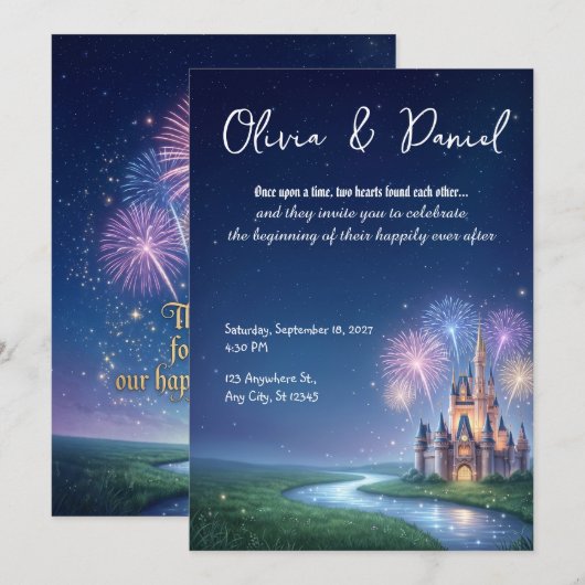 Fairy tale de mariage au Château Étoilé Invitation (Devant / Derrière)