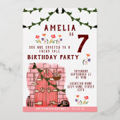 Fairy Tale door Girl Birthday Party Gold Folie Uitnodiging (Voorkant)