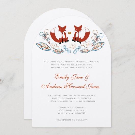 Fairy Tale Forest Fox Faire-part de mariage (Devant / Derrière)