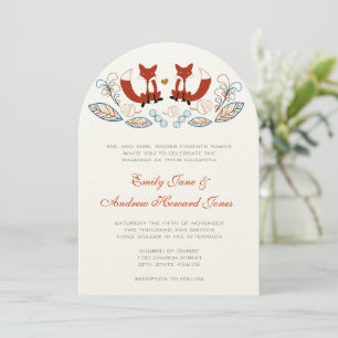 Fairy Tale Forest Fox Wedding Invitation Kaart