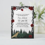 Fairy Tale Forest Roos & Thorn Gold Bird Verjaarda Kaart (Staand voorkant)