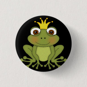 Fairy Tale Frog Prince with Crown Ronde Button 3,2 Cm