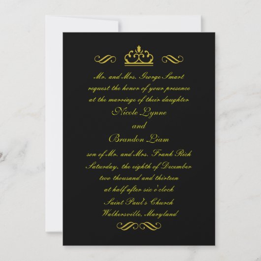 Fairy Tale in Black Wedding Invitation (zwart) Kaart (Voorkant)