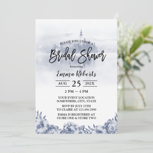 Fairy Tale Misty Lake  Floral Vrijgezellenfeest Kaart (Staand voorkant)