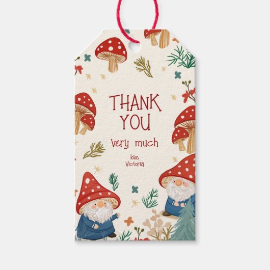 Fairy Tale Mushrooms Forest Gnome Bedankt Cadeaulabel (Voorkant)