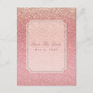 Fairy Tale Pink Glitter Glam Party Save the Date Aankondigingskaart