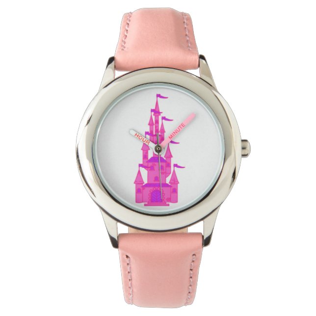 Fairy Tale Pink Princess Castle Watch Horloge (Voorkant)