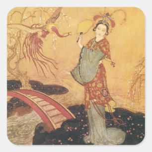  Fairy Tale Princess Badoura, Edmund Dulac Vierkante Sticker