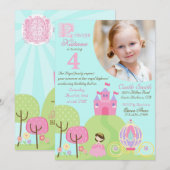 Fairy Tale Princess Fourth Birthday Invitation Kaart (Voorkant / Achterkant)