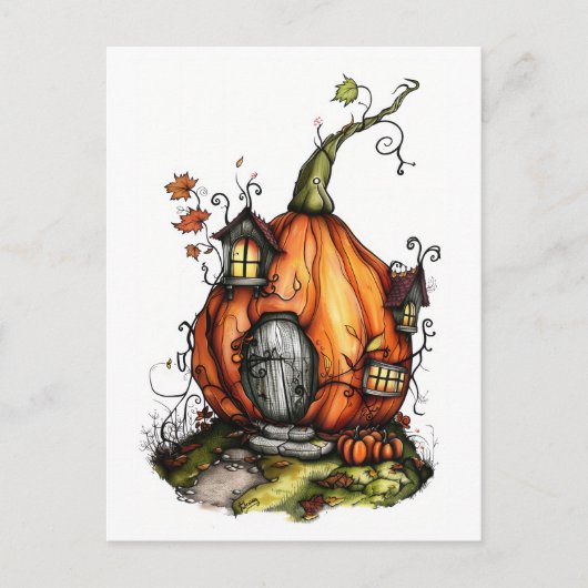 Fairy Tale Pumpkin House Briefkaart (Voorkant)