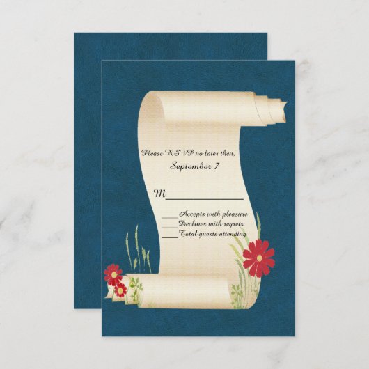 Fairy Tale Scroll Wedding Carte RSVP (Devant / Derrière)