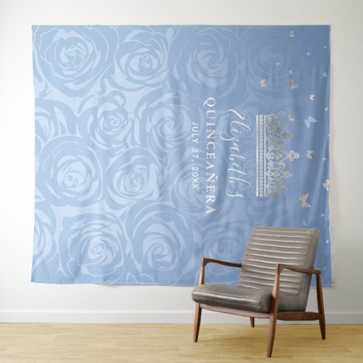 Fairy Tale Silver Light Blue Rozen Photo Backdrop Wandkleed (In Situ (horizontaal))