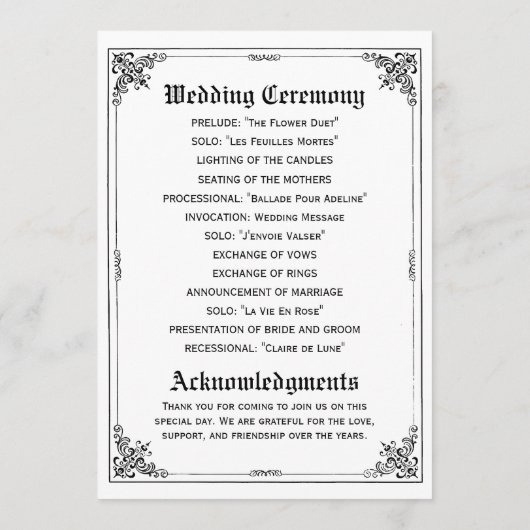 Fairy Tale Storybook Programmes de mariage (Dos)