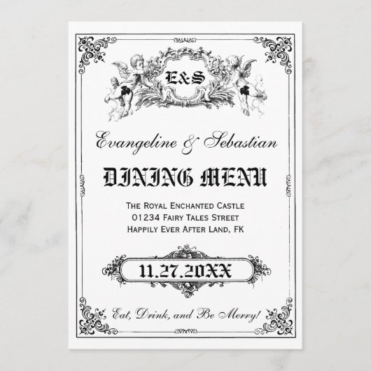 Fairy Tale Storybook Wedding Menu Kaarten (Voorkant)