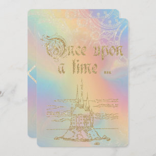 Fairy Tale Theme Gold Castle Over Rainbow Kaart