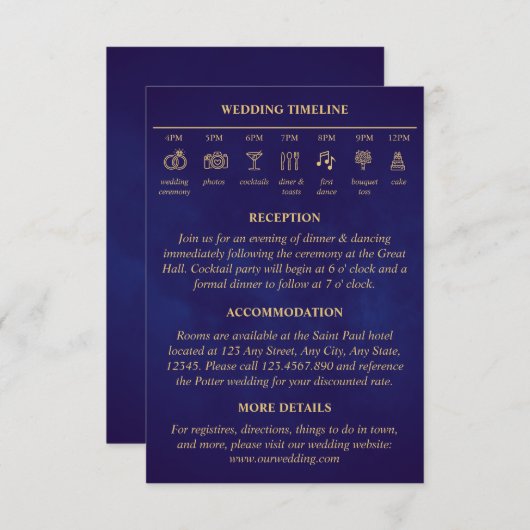 Fairy Tale-tijdlijn Weddenschap - Paarse Gold-deta Informatiekaartje (Voorkant / Achterkant)