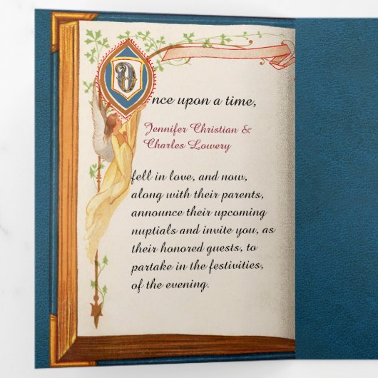 Fairy Tale trouwfoto Drieluik Uitnodiging (Binnenzijde eerst)