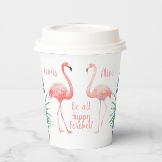 Fairy Tale voor twee flamingo tropische ventilator Papieren Bekers (Links)