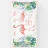 Fairy Tale voor twee flamingo tropische ventilator Spandoek (Verticaal)