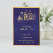 Fairy Tale Whimsical Castle Purple Gold carte RSVP (Debout devant)