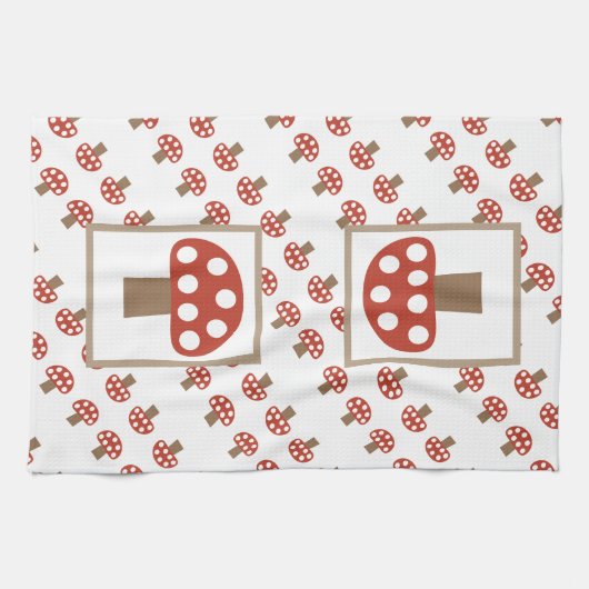 Fairy Tale Whimsical Red Mushroom Kitchen Towel Theedoek (Horizontaal)