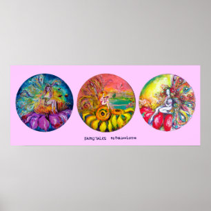 FAIRY TALES yellow roze blauw groen Poster