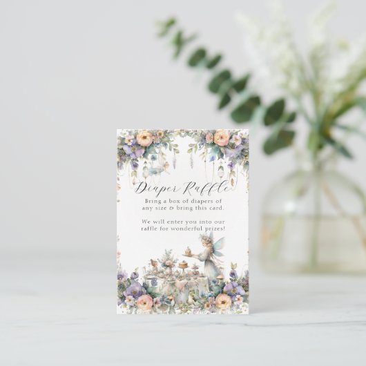 Fairy Tea Party Bloementuin Meisje Baby shower Informatiekaartje (Staand voorkant)