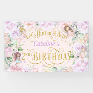 Fairy thema, meisje 2e verjaardagsfeest achtergron spandoek