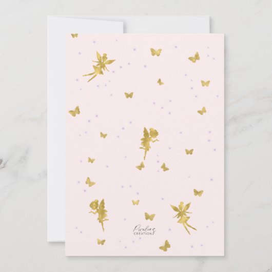 Fairy themed, Girl 2e verjaardag Uitnodiging (Achterkant)