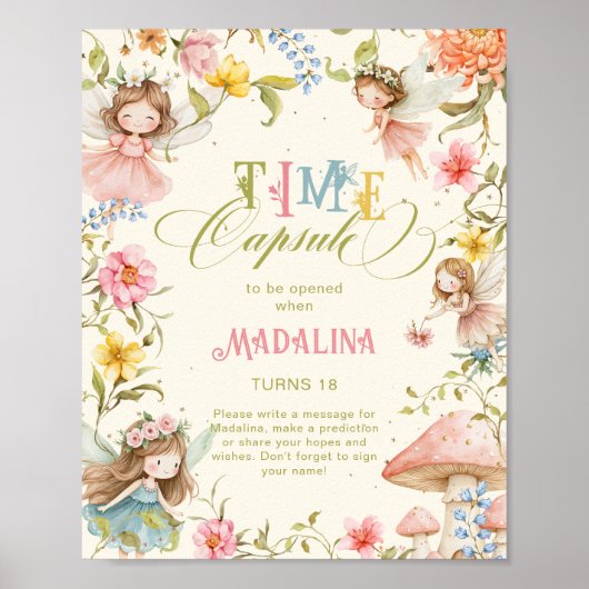 Fairy Time Capsule Bright Wildflower Birthday Poster (Voorkant)