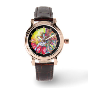 FAIRY TITANIA ZITTING OP EEN RODE STROOM HORLOGE
