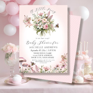 Fairy Tuin Bloemen Paddestoel Roze Meisje Baby sho Kaart