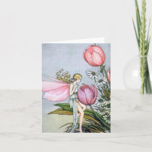 Fairy Tulips  Illustration Folded Note Kaart